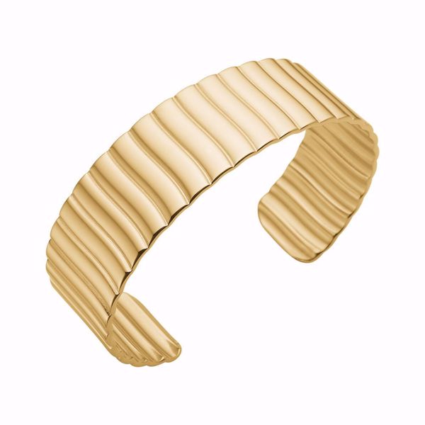 Veto Armring, markant gullfarget armring i rustfritt stål med upolert finish. 