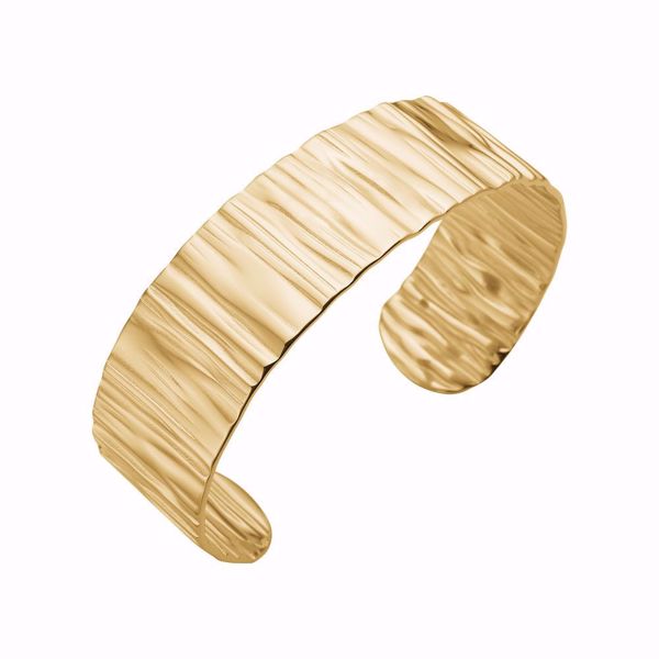 Roccia Armring, kraftig gullfarget armring i rustfritt stål med organisk form. 